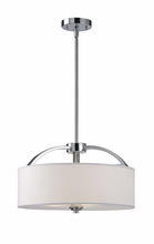Canarm ICH425A03CH16 - Milano, 3 Lt Rod Chandelier, White Fabric Shade, Frosted Glass Diffuser, 100 W T