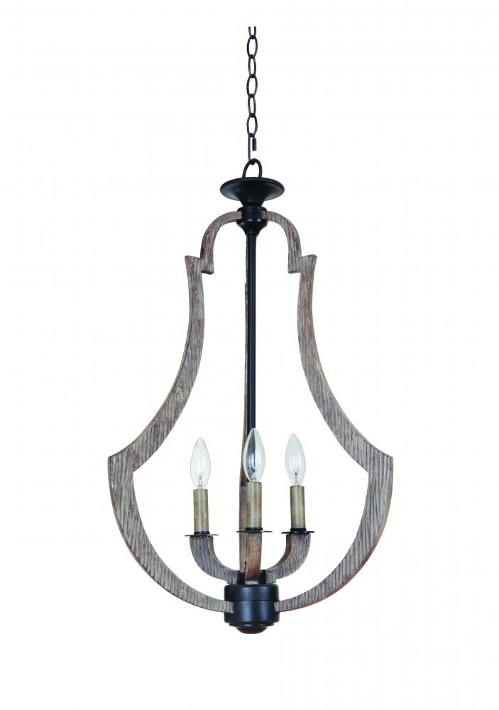 Winton 3 Light Foyer in Weathered Pine/Bronze