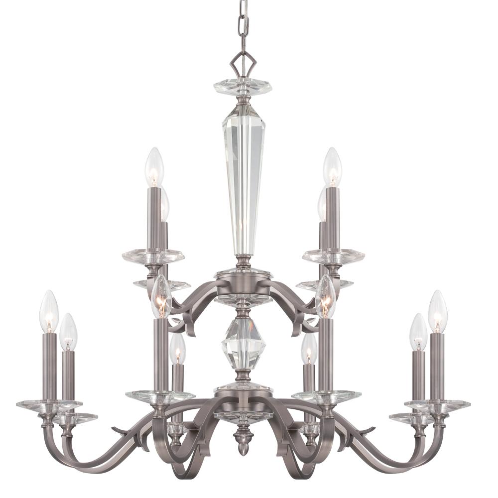 Crystorama Hugo 12 Light Pewter Chandelier