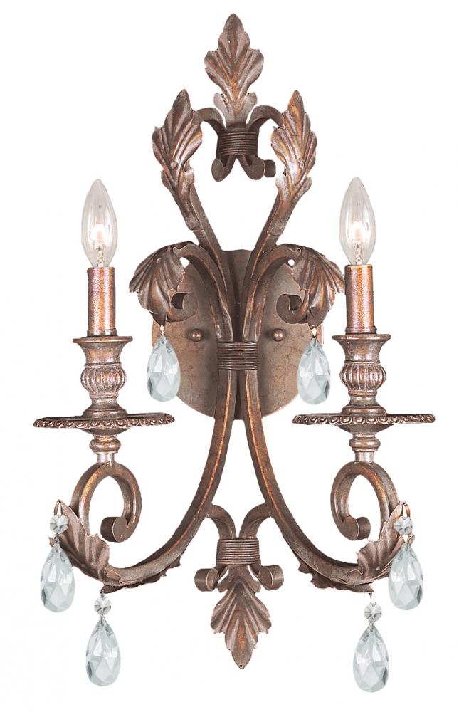 Crystorama Royal 2 Light Clear Crystal Bronze Sconce