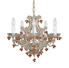 Crystorama 4305-CH-BLUE - 6 Light Polished Chrome Youth Mini Chandelier Draped In Murano Beads