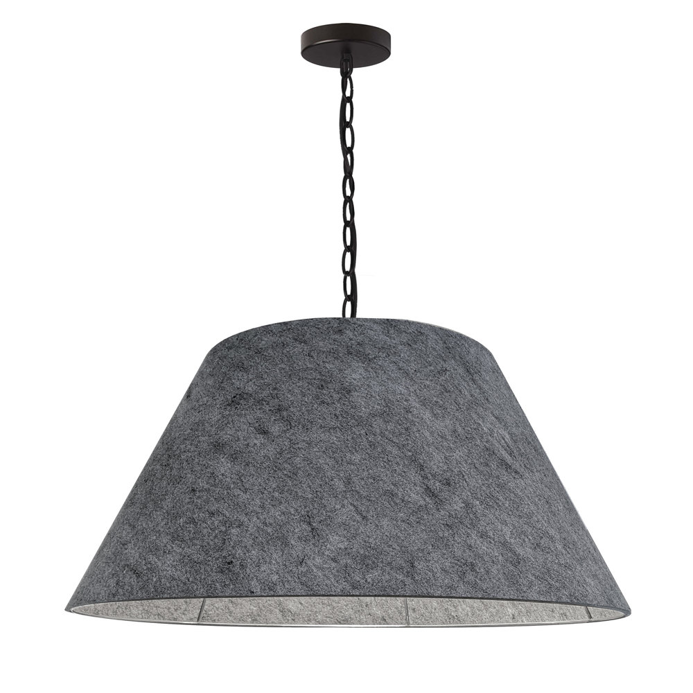 1LT Brynn Large Pendant, GRY Felt Shade, Black