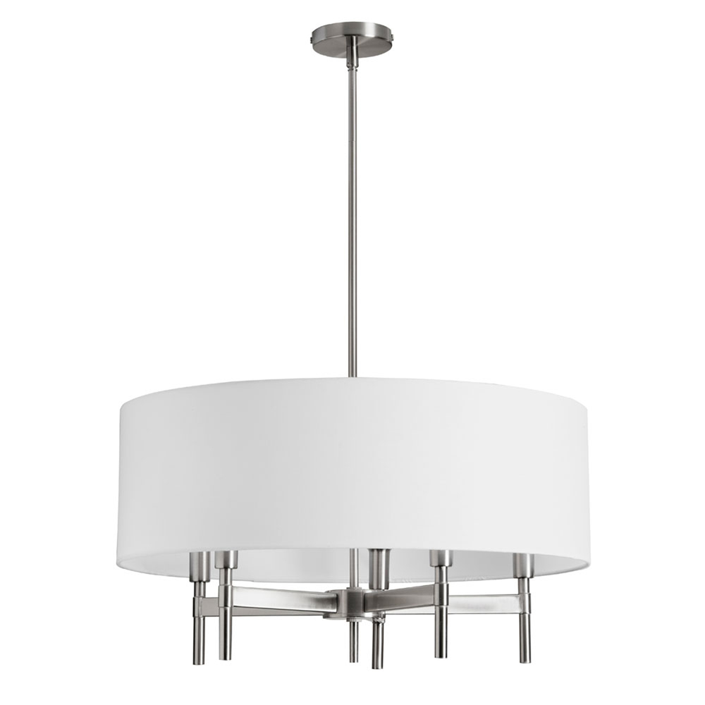 5LT Chandelier w/White Linen Drum Shd : 2FXGW | McInnis Lighting