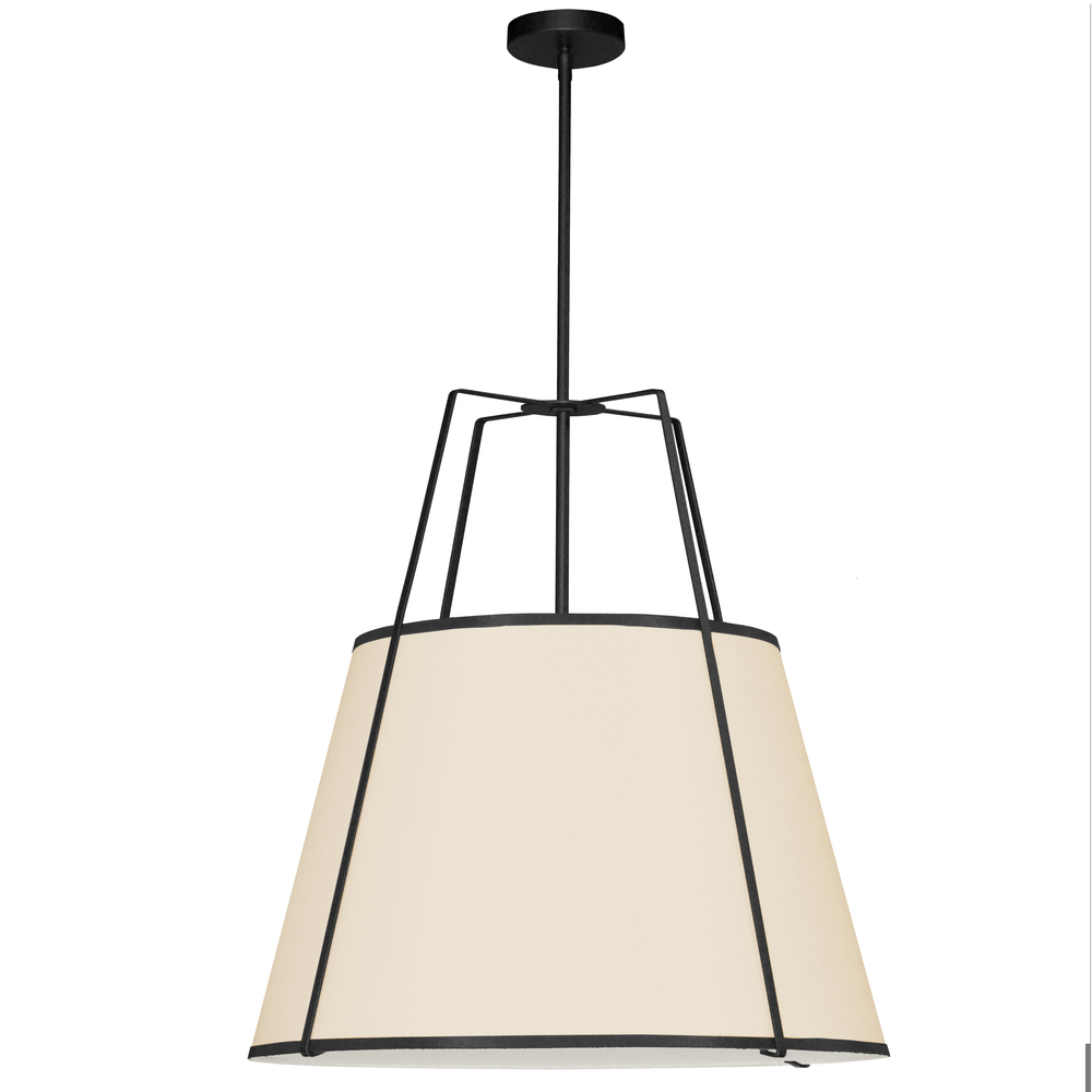 3LT Trapezoid Pendant BK/CRM Shade w/790Diff