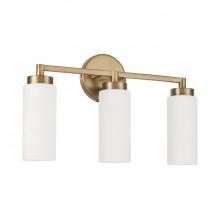 Capital Lighting 151731AD - 3-Light Cylindrical Vanity in Aged Brass with Faux Alabaster Glass