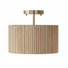 Capital Lighting 250711WS - 1-Light Semi-Flush Pendant in Matte Brass and Handcrafted Mango Wood in White Wash