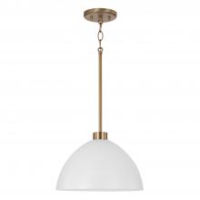 Capital Lighting 352011AW - 1-Light Pendant in Aged Brass and White