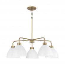 Capital Lighting 452051AW - 5-Light Chandelier in Aged Brass and White