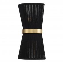 Capital Lighting 641221KP - 2-Light Sconce in Hand wrapped Black Rope String and Hand-Distressed Patinaed Brass