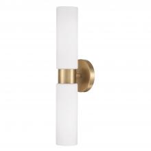 Capital Lighting 652621AD - 2-Light Dual Linear Sconce Bath Bar in Aged Brass with Soft White Glass