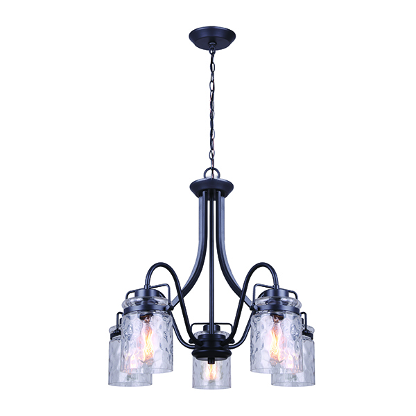 ARDEN, 5 Lt Chain Chandelier, Watermark Glass, 100W Type A, 25.25inch W x 23.5inch H