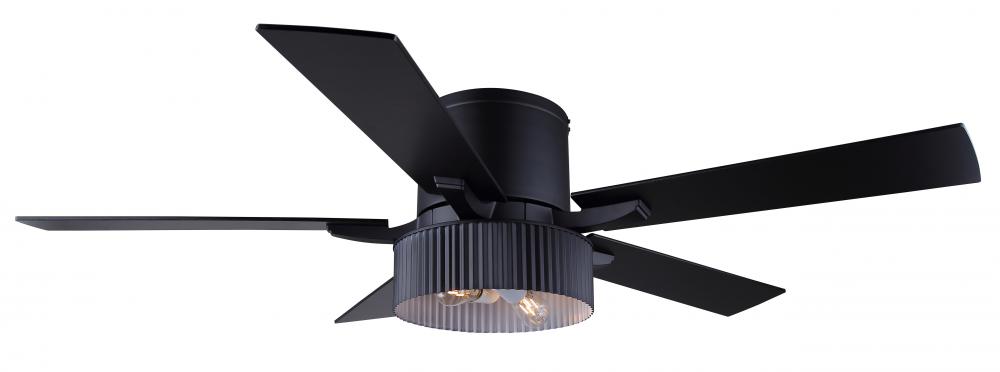 Rexton 52 in. Indoor Standard Matte Black Ceiling Fan with Vintage LED Bulbs Includedwith Remote Inc