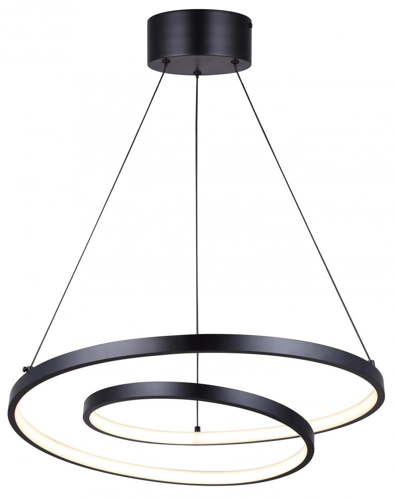 LIVANA 1 Light Matte Black Modern Chandelier with Integrated LED for Dining Rooms and Living Rooms