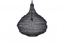 Canarm IPL2085B01BK - ZAIN, Black Color, 1 Lt Black Cloth Cord and Chain Pendant, 40W Type A, 23" W x 25.7" H