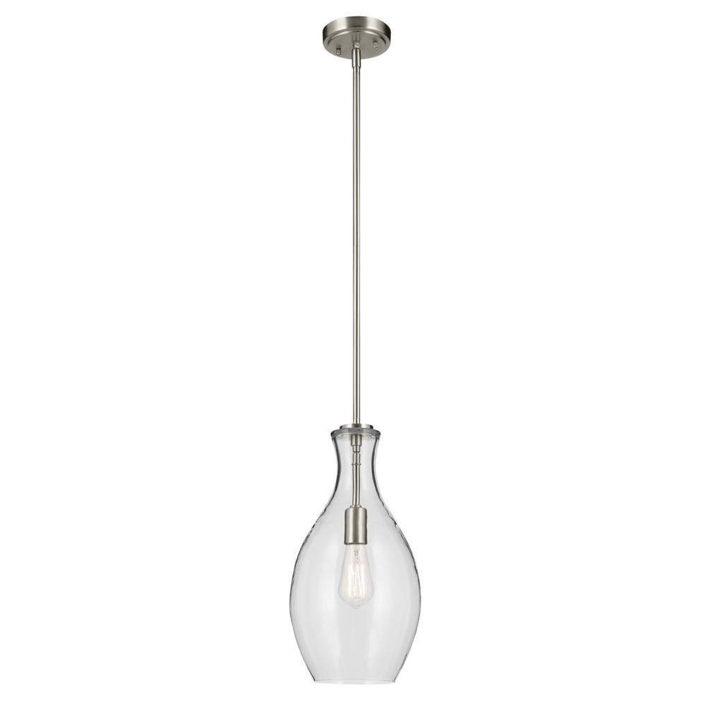 Everly 17.75" 1-Light Bell Pendant with Clear Glass in Brushed Nickel