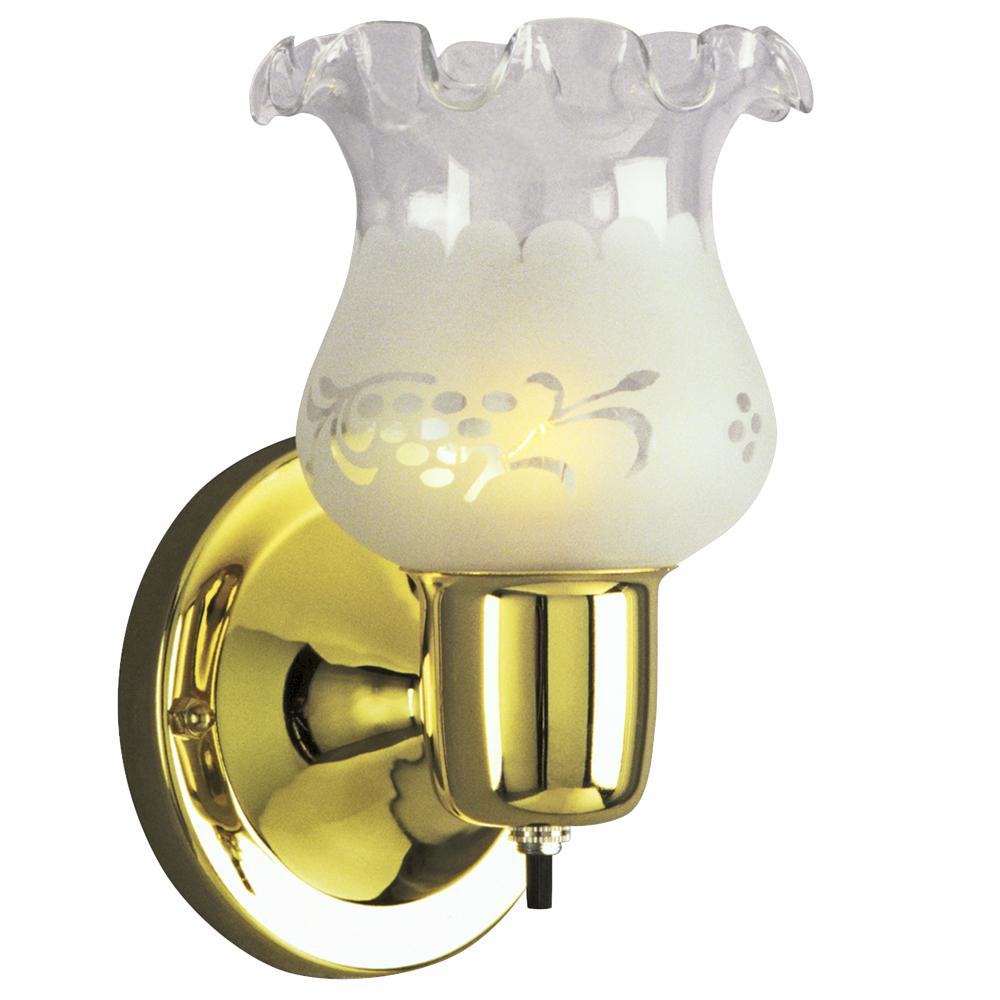 Single Wall Bracket - Polished Brass with Clear/Frosted Glass