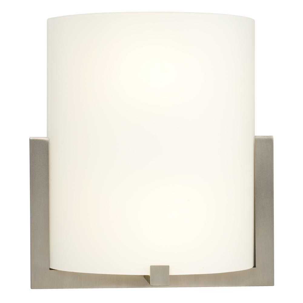 Wall Sconce - Brushed Nickel with White Glass 1x100W