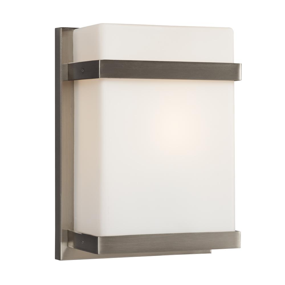 1-Light Wall Sconce (Interior Use Only) - Brushed Nickel with Satin White Glass