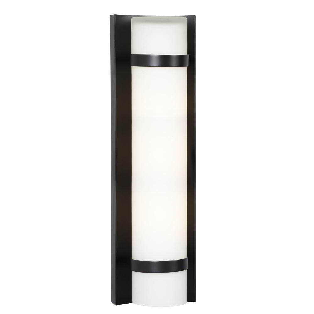 2-Light Outdoor/Indoor Wall Sconce - Bronze with Satin White Cylinder Glass
