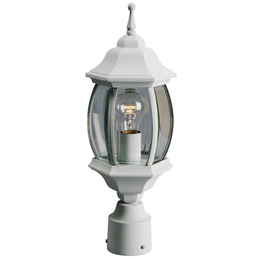 Outdoor Cast Aluminum Post Lantern - White w/ Clear Beveled Glass