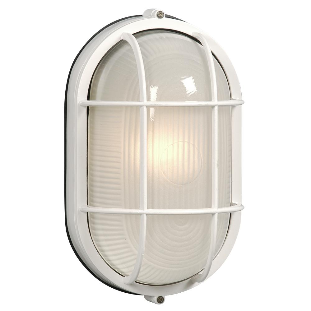 Cast Aluminum Marine Light with Guard - White w/ Frosted Glass