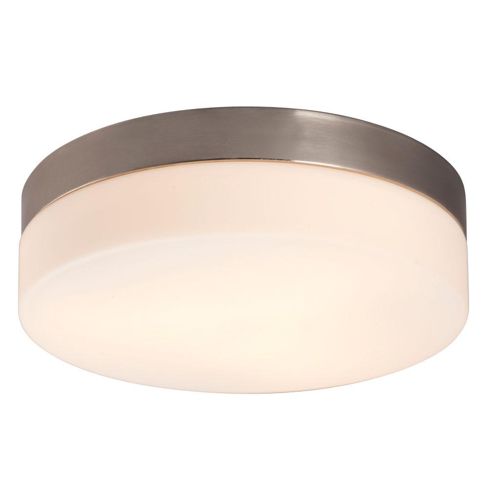 LED Flush Mount Ceiling Light - in Brushed Nickel finish with Satin White Glass