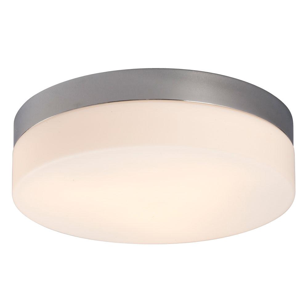 LED Flush Mount Ceiling Light - in Polished Chrome finish with Satin White Glass