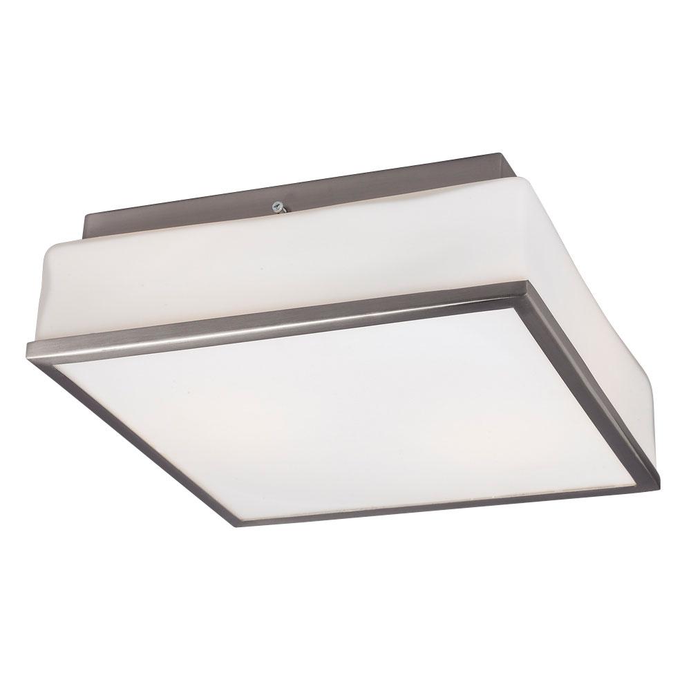 LED Square Flush Mount Ceiling Light - in Brushed Nickel finish with Opal White Glass
