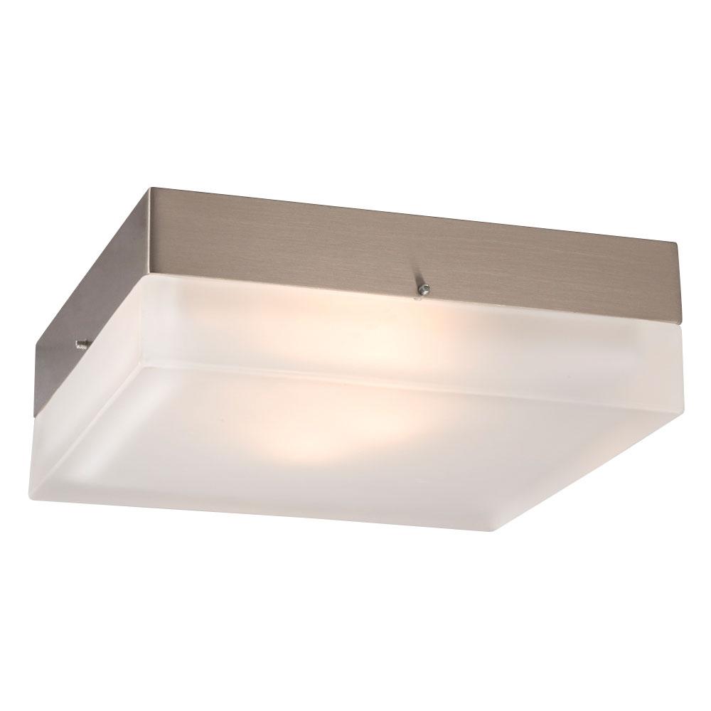 LED Square Flush Mount Ceiling Light - in Brushed Nickel finish with Frosted Glass