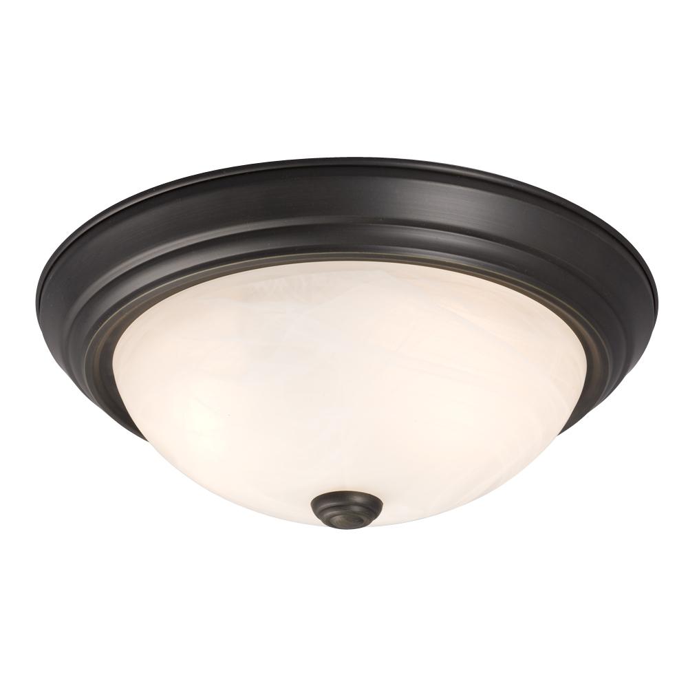 Flush Mount - Oil Rubbed Bronze with Marbled Glass
