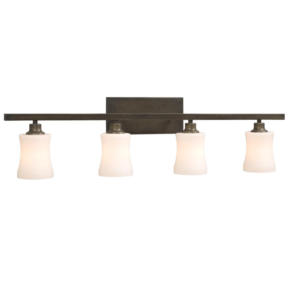 Four Light Vanity - Oil Rubbed Bronze with White Glass
