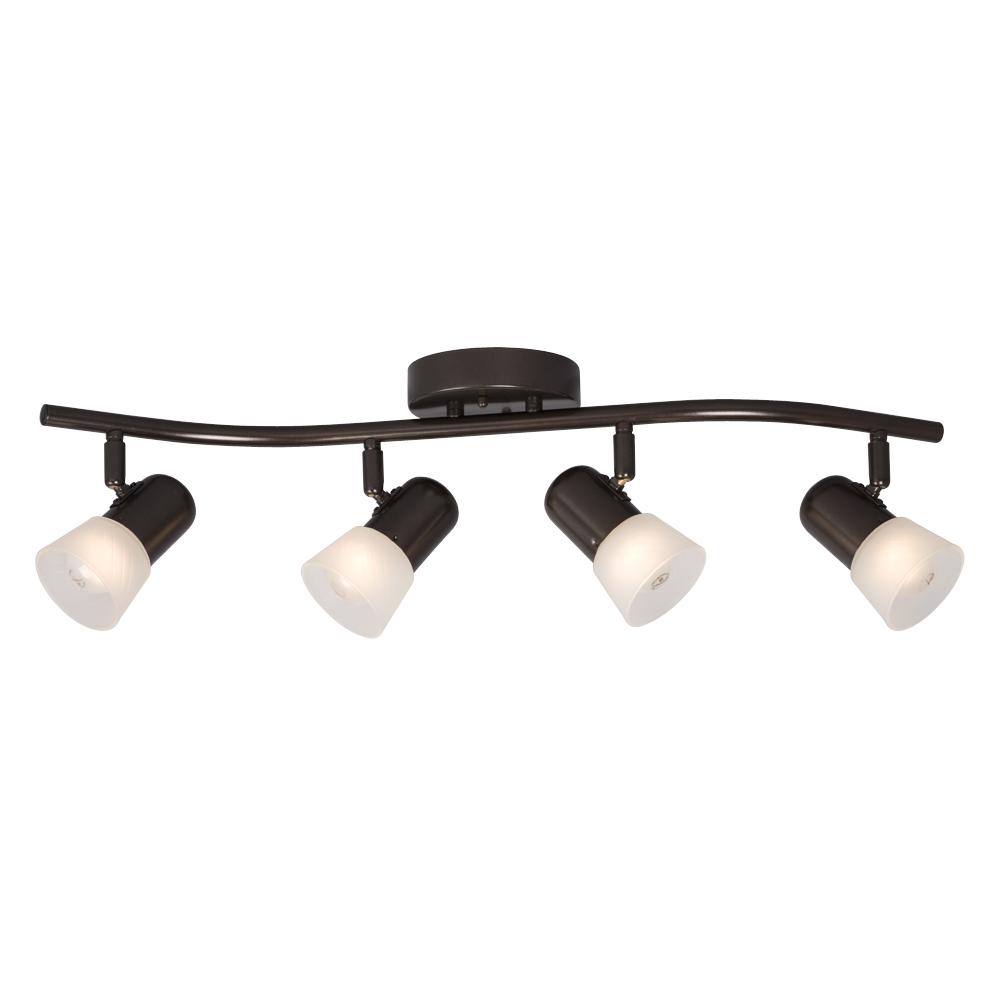 4 Light Track Light - Old Bronze with Frosted Glass