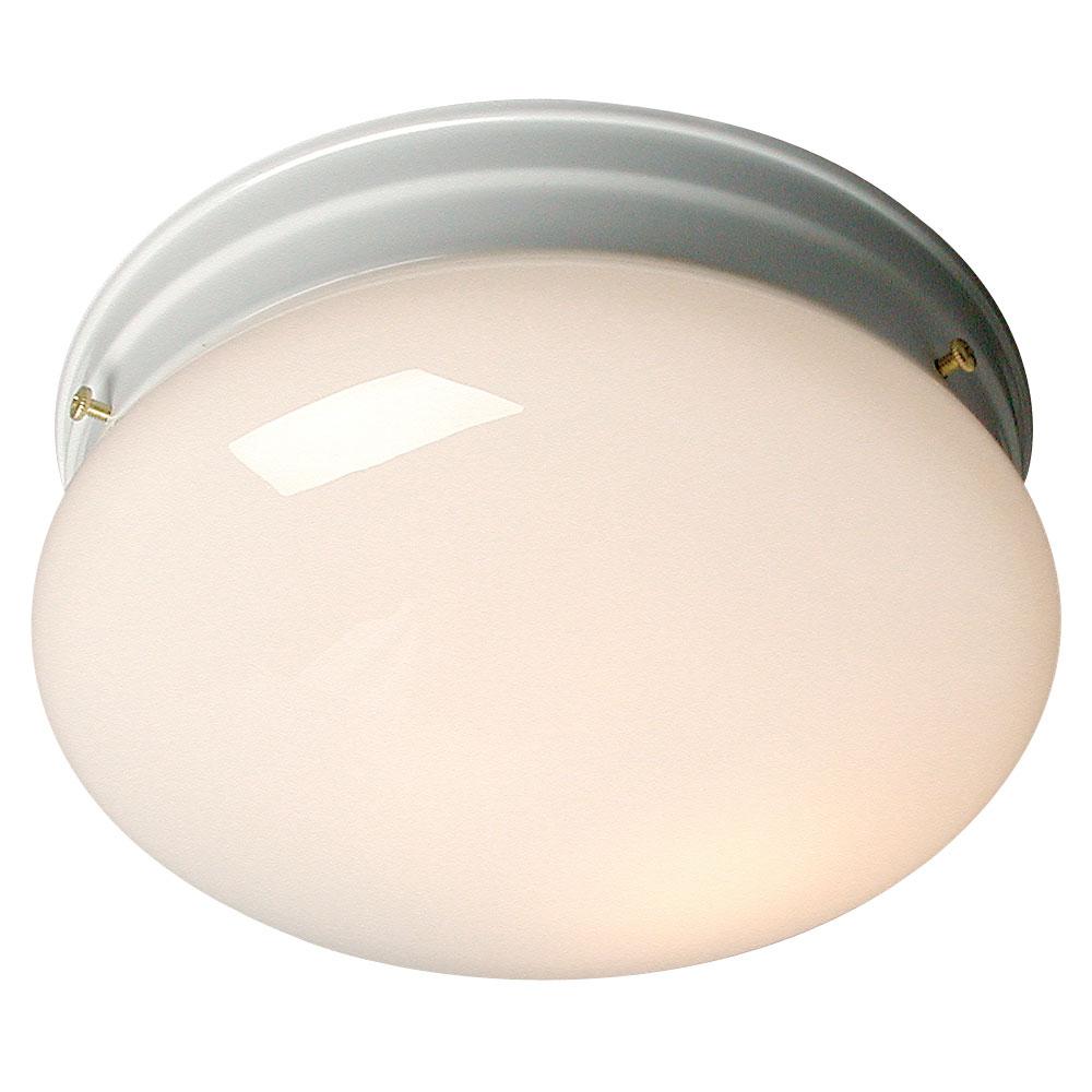 Utility Flush Mount Ceiling Light - in White finish with White Glass