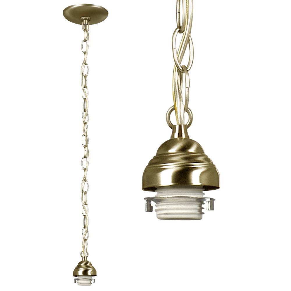 Mini Pendant Holder w/ 36" Chain - Antique Brass