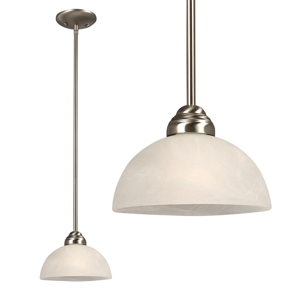 Mini Pendant w/6",12",18" Extension Rods - Brushed Nickel w/ Marbled Glass
