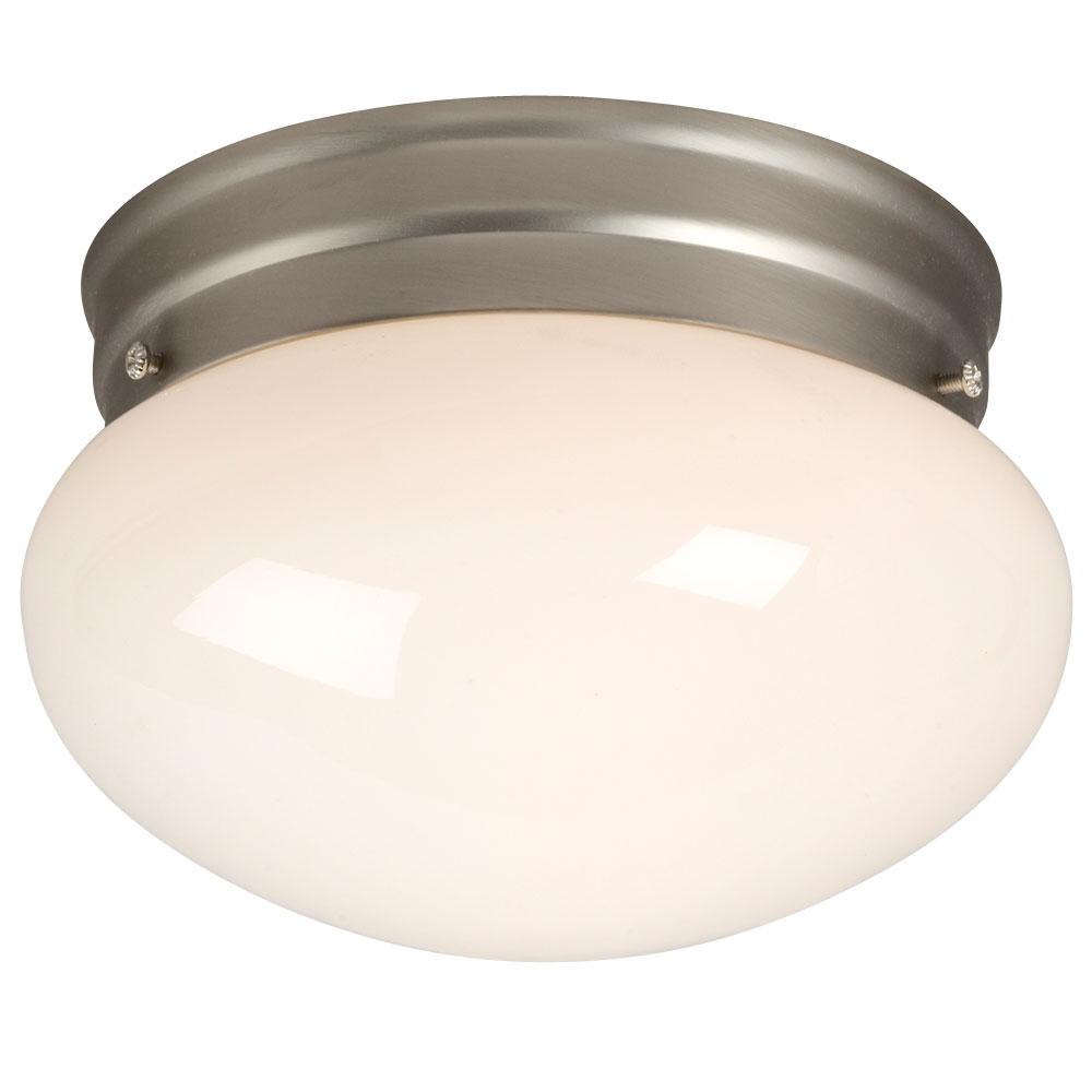 Utility Flush Mount Ceiling Light - in Pewter finish with White Glass