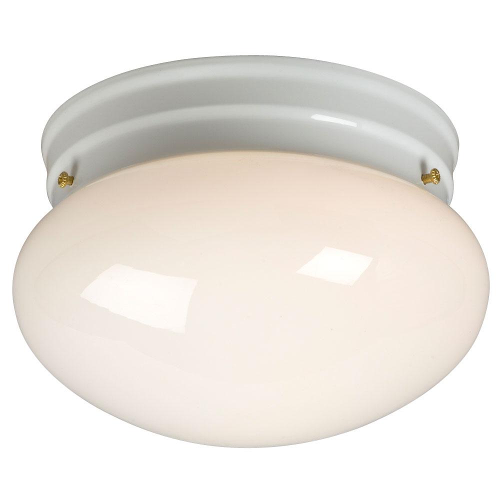 Utility Flush Mount Ceiling Light - in White finish with White Glass