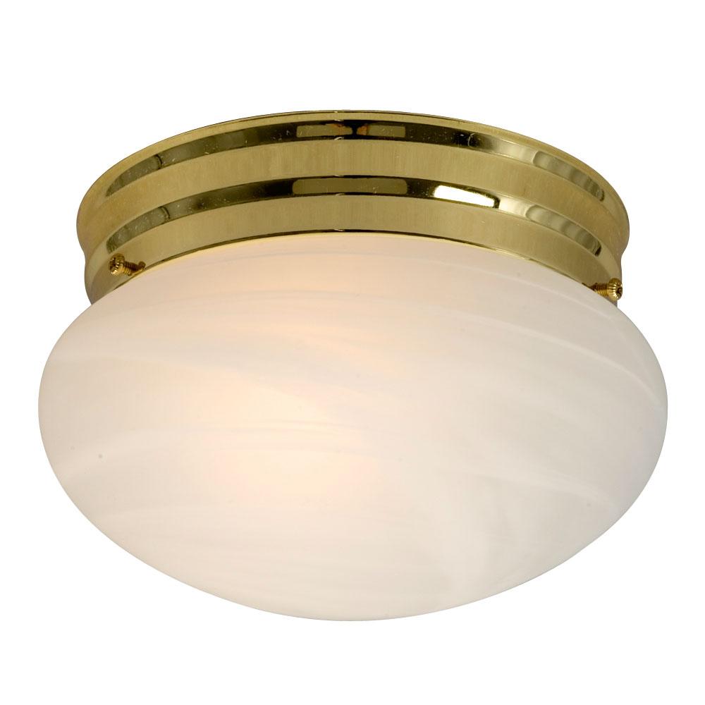 Utility Flush Mount Ceiling Light - in Polished Brass finish with Marbled Glass