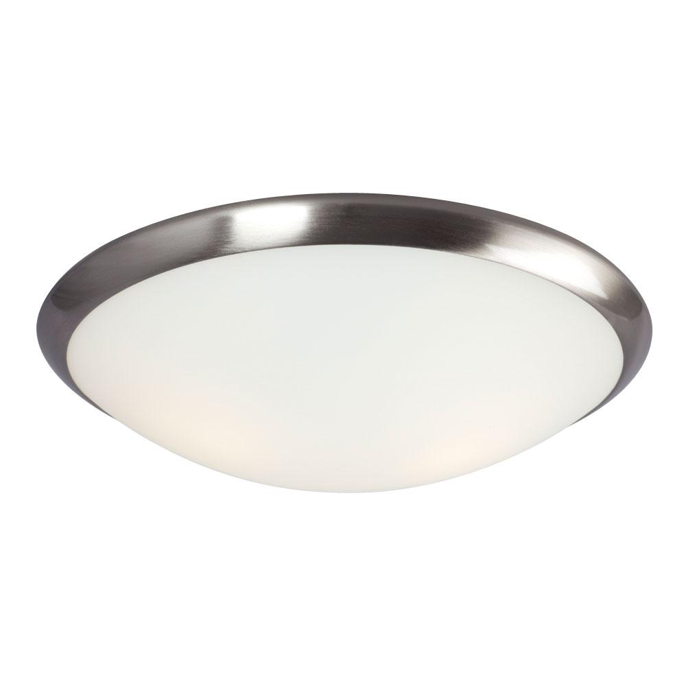 LED Flush Mount Ceiling Light - in Brushed Nickel finish with Satin White Glass