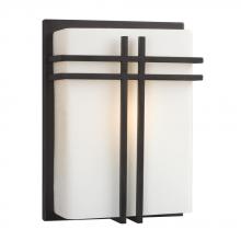 Galaxy Lighting 215640BZ - 1-Light Outdoor/Indoor Wall Sconce - Bronze with Satin White Glass