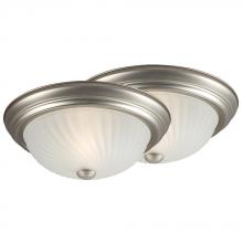 Galaxy Lighting HW635279PT/2 - 13" 2-Light Flush Mount in Pewter with Frosted Swirl Glass (Twin Pack)